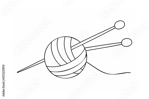 Yarn ball with knitting needles craft