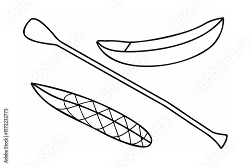 Kayak and Paddle Outline canoe watercraft