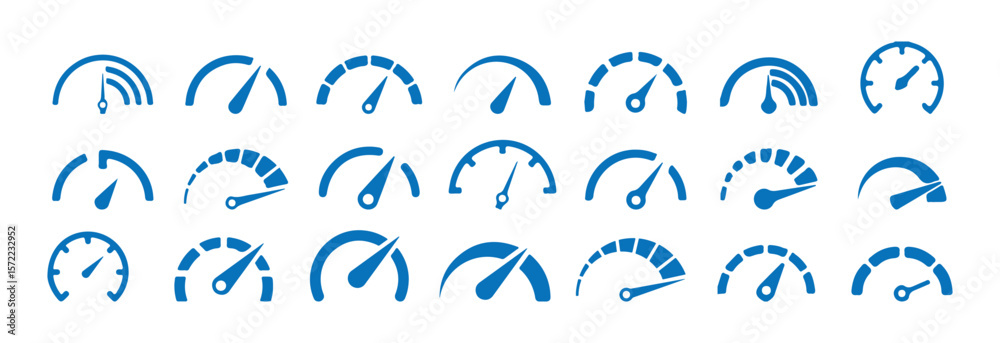 Big Speedometer icon. Dashboard level scale vector for apps Fast speed sign low and high barometers, gauge, score progress. Vector eps 10 Big Speedometer icon. Dashboard level scale vector for apps Fast speed sign low and high barometers, gauge, score progress. Vector eps 10