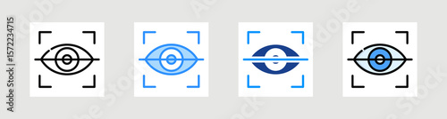 Eye Scan Icon Collection Set Multiple Style