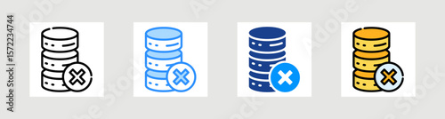 Database Failure Icon Collection Set Multiple Style
