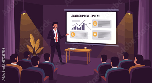 Professional Presentation On Leadership Development Strategy In Auditorium Meeting