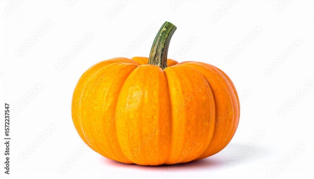 Obraz premium Single, vibrant orange pumpkin, isolated against a plain white background.