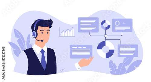 Online Business Support Assistant Explaining Analytical Data with Headset