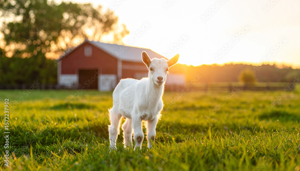 Fototapeta premium white goat on a meadow
