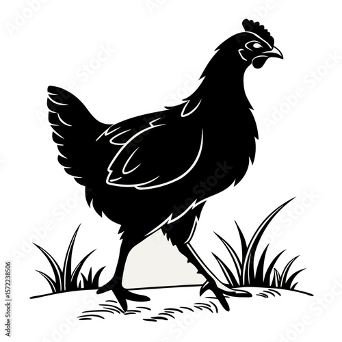 Rustic Chicken Icon Silhouette Design