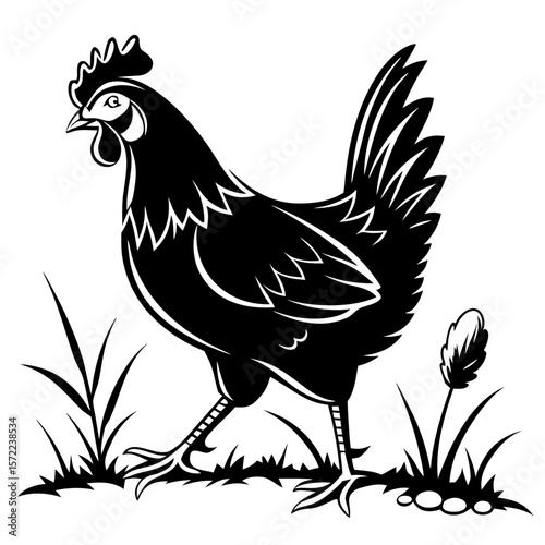 Monochrome Chicken Silhouette Set