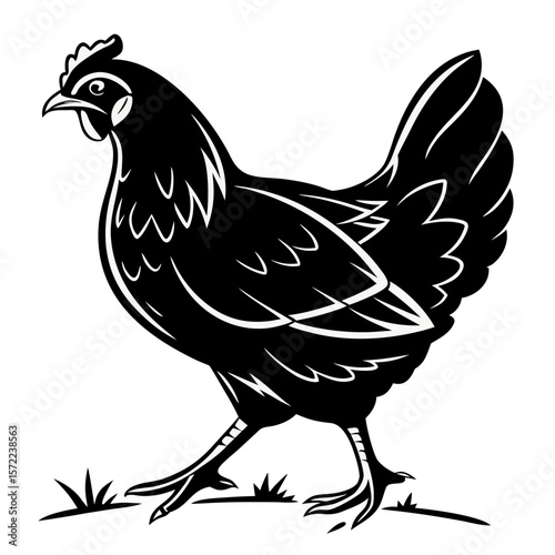 Chicken Walking Silhouette Illustration