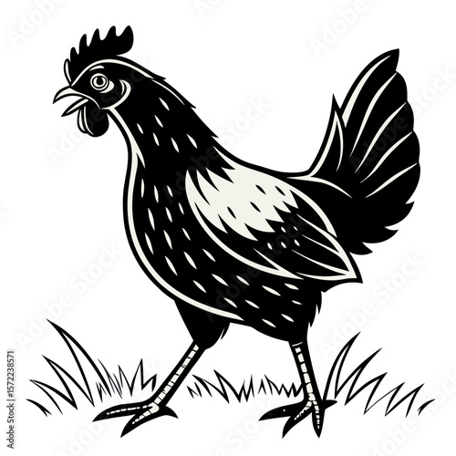 Rooster and Hen Silhouette Icon Pack
