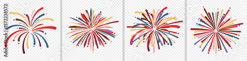 Set of firework vector icon. Set of firecracker icons for Anniversary. Vector Illustration.