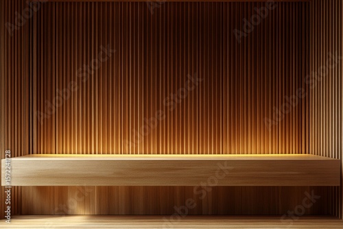 Modern wooden kitchen interior in 3D rendering, showcasing sleek and contemporary design, Generative AI