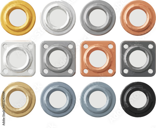 Metallic Grommet Set Featuring Stainless Steel Eyelets, Washers, Tools, Fasteners, Assorted Sizes, Durable Construction, Perfect For Sewing, Leathercraft, Upholstery, DIY Projects, Fashion, Accessorie