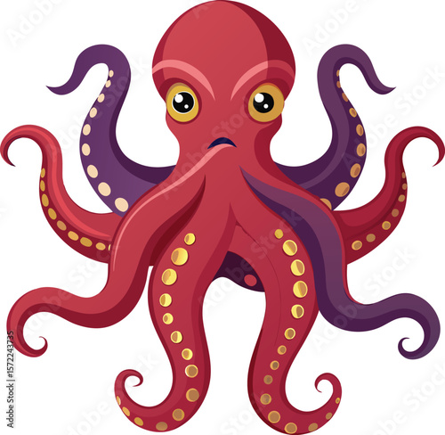 Cartoon vector illustration of a cute Asian octopus with a dragon pattern for a fun marine design