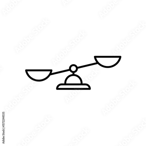 Balance scale vector icon in a minimalist line art style, representing fairness and justice