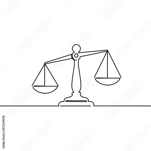 Line art balance scales icon representing justice and fairness