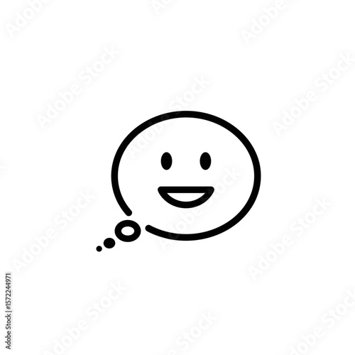 Smiling face with thought bubble icon, representing ideas and creativity