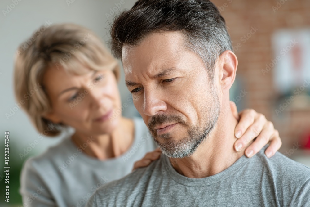 Physical therapist treating a patient, with neck therapy in a clinic office. Physical therapist treating a patient, with neck therapy in a clinic office.