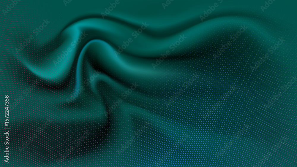 Fototapeta premium Green silk satin vector illustration organic shapes background