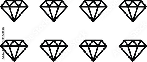 Eight black diamond icons arranged in two rows on a white background