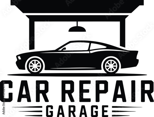 car garage silhouette vector illustration