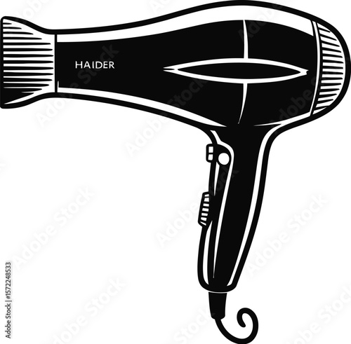 A vector illustration hair dryer isolated on white