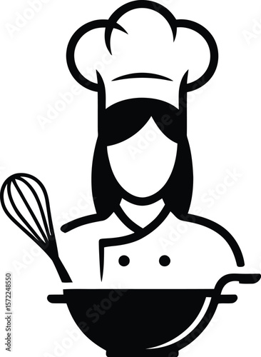 chef with a pan vector illustration