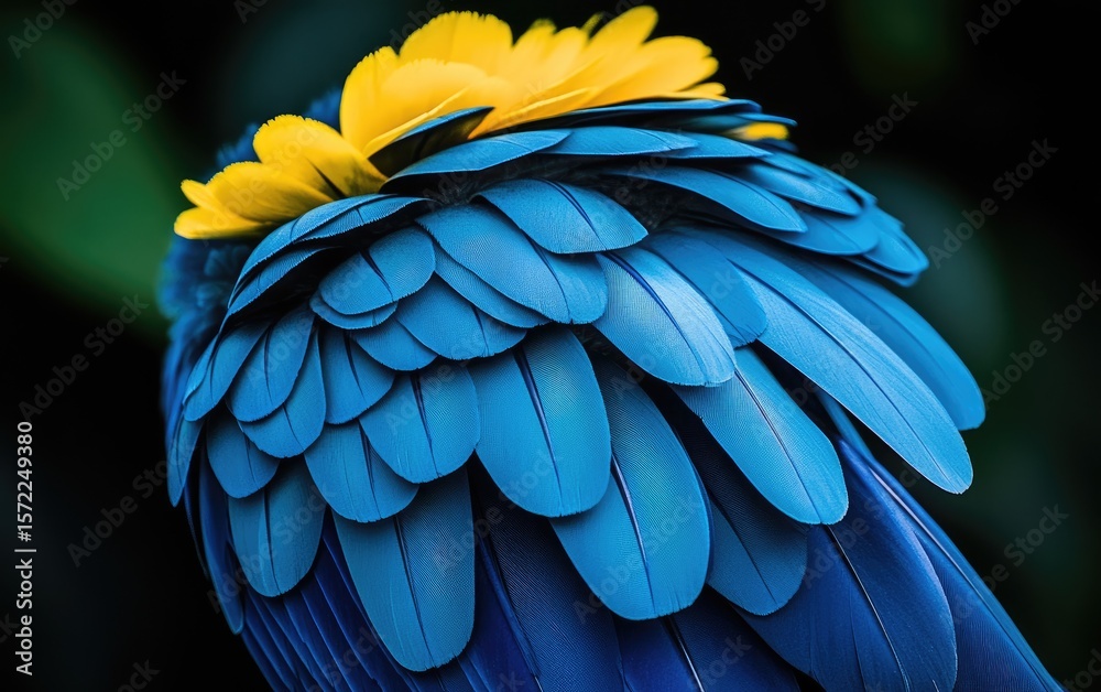 Fototapeta premium Close-up of vibrant blue parrot feathers