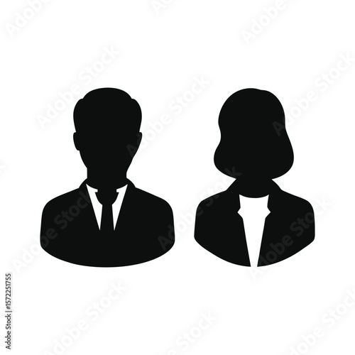 Business people vector icon set illustrating diverse office team avatars and user profiles simple flat black minimalist silhouette vector icon design illustration of person icon characters silhouette
