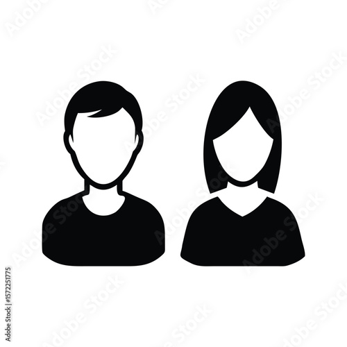 A vector set of diverse user profile icons, perfect for web and business designs simple flat black minimalist silhouette vector icon design illustration of person icon or characters silhouette on