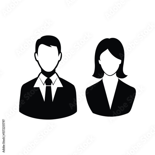 This vector illustration features a diverse set of business people icons, perfect for depicting teams, managers, and user avatars in office or meeting contexts simple flat black minimalist silhouette 