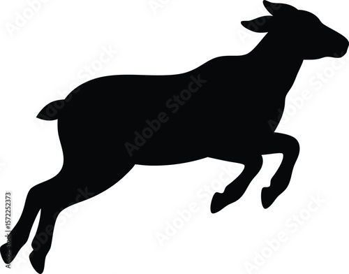 Jumping sheep mid air captured in cartoon silhouette motion silhouette Vector