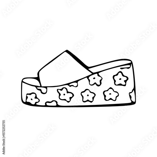 fashionable summer platform slides with daisy pattern