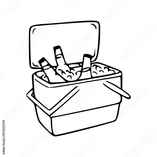 picnic cooler line art drawing