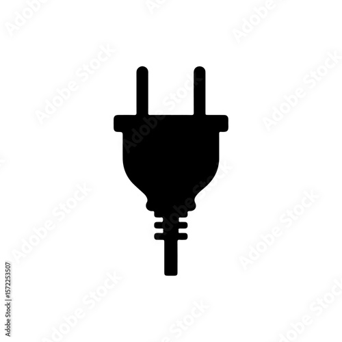  Plug silhouette icon vector flat illustration on white background.
