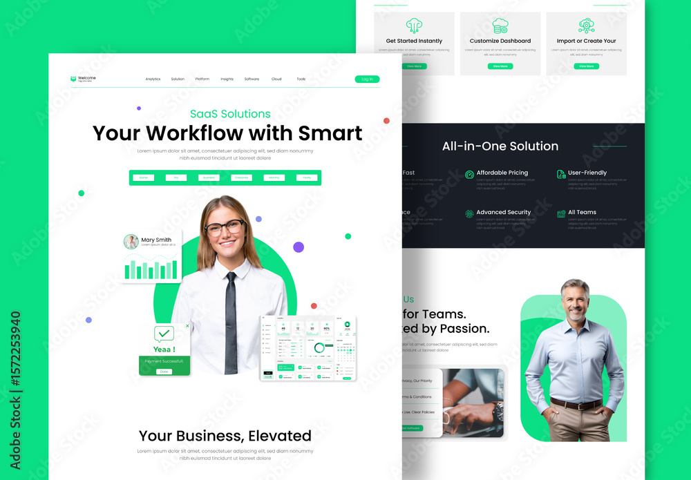 SaaS And Software Startup Landing Page Template Stock Template | Adobe ...