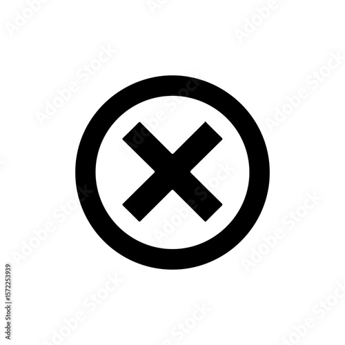 X in circle silhouette icon vector flat illustration on white background.
