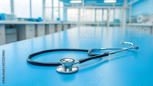 A medical doctor with a stethoscope in a hospital provides healthcare