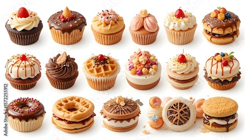 Transparent PNG Dessert Collection Featuring Cupcakes, Cookies, Donuts, and More