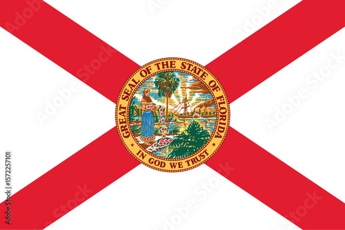 Official flag of the US state of Florida. Vector illustration
