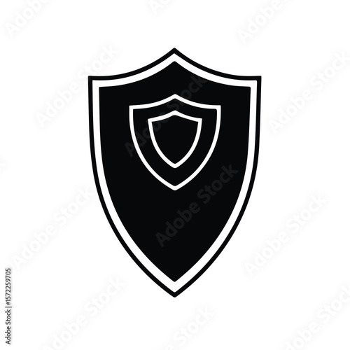 Shield graphic, security icon in simple design. Simple, bold graphic of nested shields, suitable for digital display, showcasing safety.