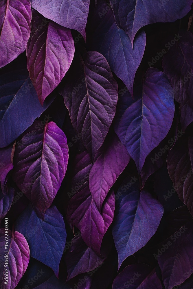 Fototapeta premium Deep purple leaves densely packed