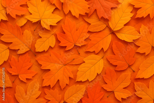Fototapeta Naklejka Na Ścianę i Meble -  Autumn maple leaves background orange fall season foliage wallpaper
