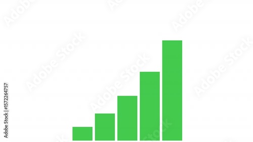 Dollar coin. Animation Graph of growth progress, alpha channel. Cartoon