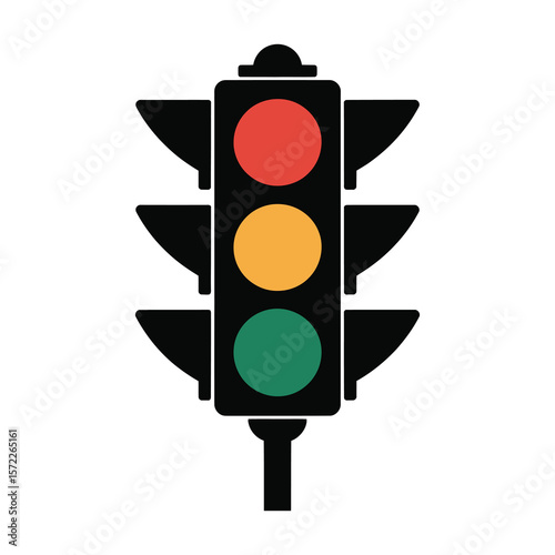 A simple graphic of a traffic light with red yellow and green signals