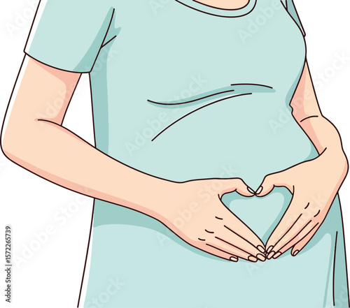 Expecting Mother's Heartfelt Embrace A Pregnancy Illustration