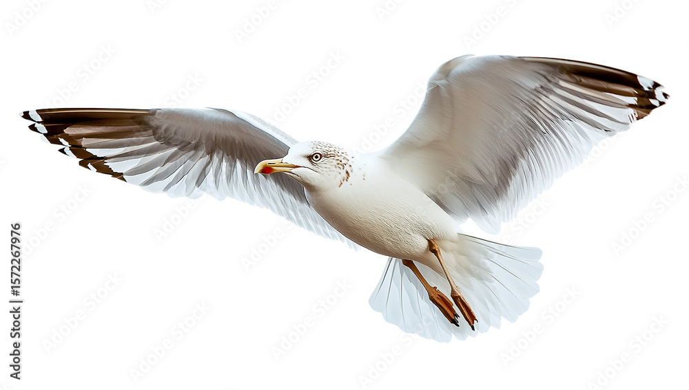 Obraz premium Majestic Seagull in Flight, Isolated on Transparent PNG