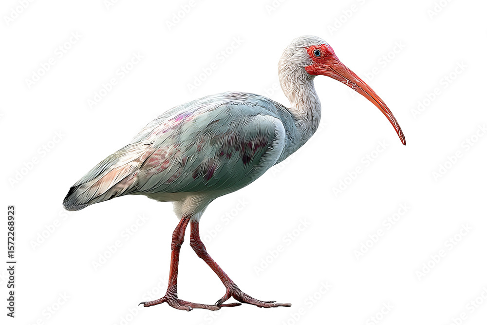 Naklejka premium Majestic ibis bird isolated on transparent background in high-resolution PNG style for seamless cutout design