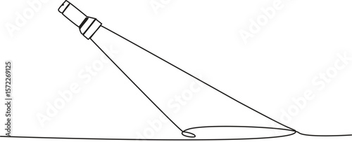 one continuous line drawing flashlight, continuous line flashlight.one line drawing of lighting tool. single line flashlight emergency light. vector illustration.