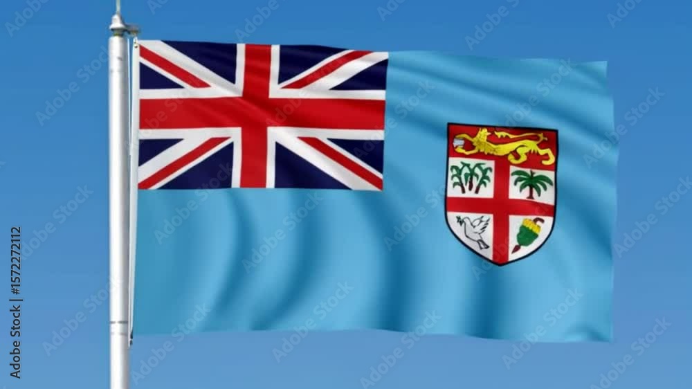 Waving flag of Fiji