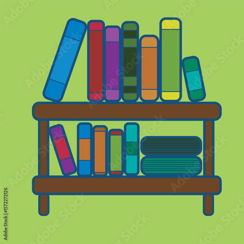 bookshelf with books vector illustration clip art